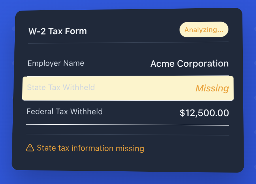 DocuLens Tax Document Analysis Screenshot